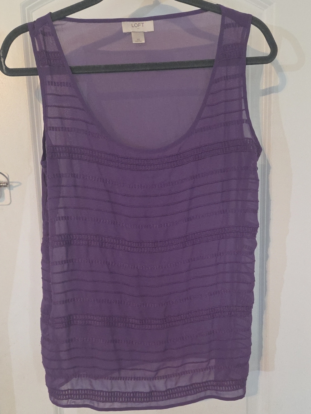 LOFT Sheer Textured Scoop Neck Tank in Purple